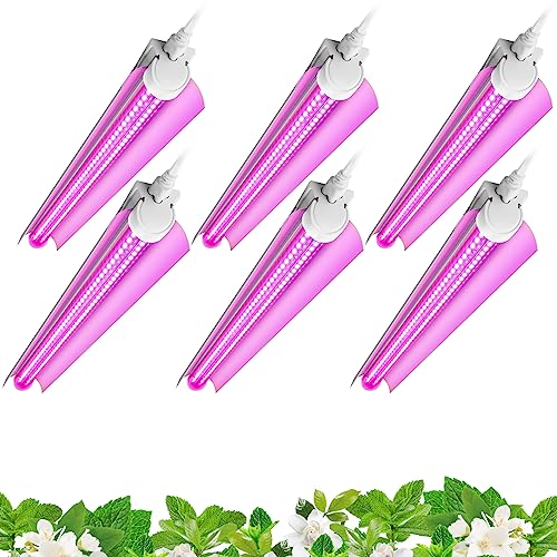 Barrina LED Grow Light, 144W(6 x 24W, 800W Equivalent), 2ft T8, Full Spectrum, High Output, Linkable Design, T8 Integrated Bulb+Fixture, Plant Lights for Indoor Plants, 6-Pack - Image 1