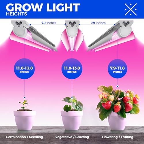 Barrina LED Grow Light, 144W(6 x 24W, 800W Equivalent), 2ft T8, Full Spectrum, High Output, Linkable Design, T8 Integrated Bulb+Fixture, Plant Lights for Indoor Plants, 6-Pack - Image 5
