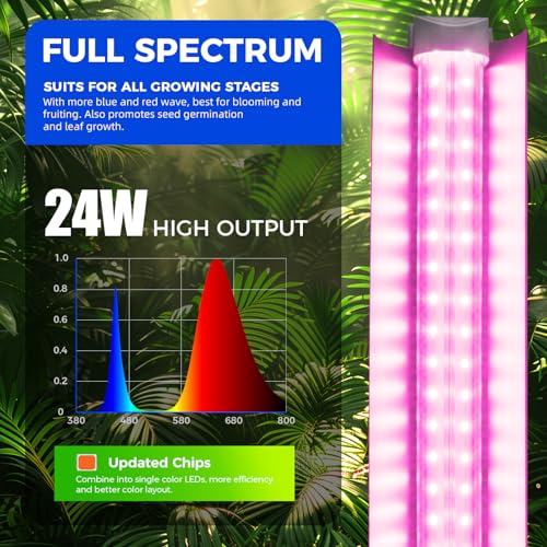 Barrina LED Grow Light, 144W(6 x 24W, 800W Equivalent), 2ft T8, Full Spectrum, High Output, Linkable Design, T8 Integrated Bulb+Fixture, Plant Lights for Indoor Plants, 6-Pack - Image 4