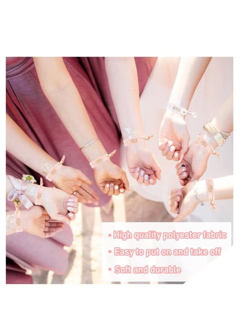 مجموعة الأساور لحفلات الدجاجة ، 1 سوار معصم العروس الأبيض 20 قطعة سوار معصم العروس للفريق الوردي ، مع حروف ذهبية وردية ، لحفلة توديع العزوبية ، زينة دش الزفاف ، دش الزفاف - Image 4