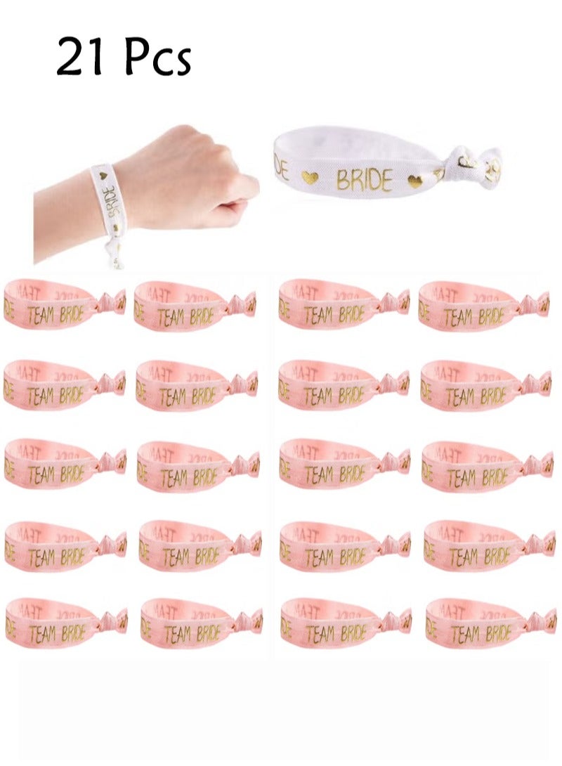 مجموعة الأساور لحفلات الدجاجة ، 1 سوار معصم العروس الأبيض 20 قطعة سوار معصم العروس للفريق الوردي ، مع حروف ذهبية وردية ، لحفلة توديع العزوبية ، زينة دش الزفاف ، دش الزفاف - Image 1