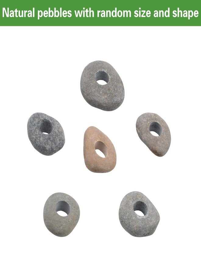 SnowTing 6 Pcs Natural River Stone Plant Weights for Fish Tank, Pebble Aquatic Plants Fixed Ring, Unique Anti-Floating Decorative River Rock Anchors for Aquarium Landscape Decoration (0.79'' Hole Diameter) - Image 2