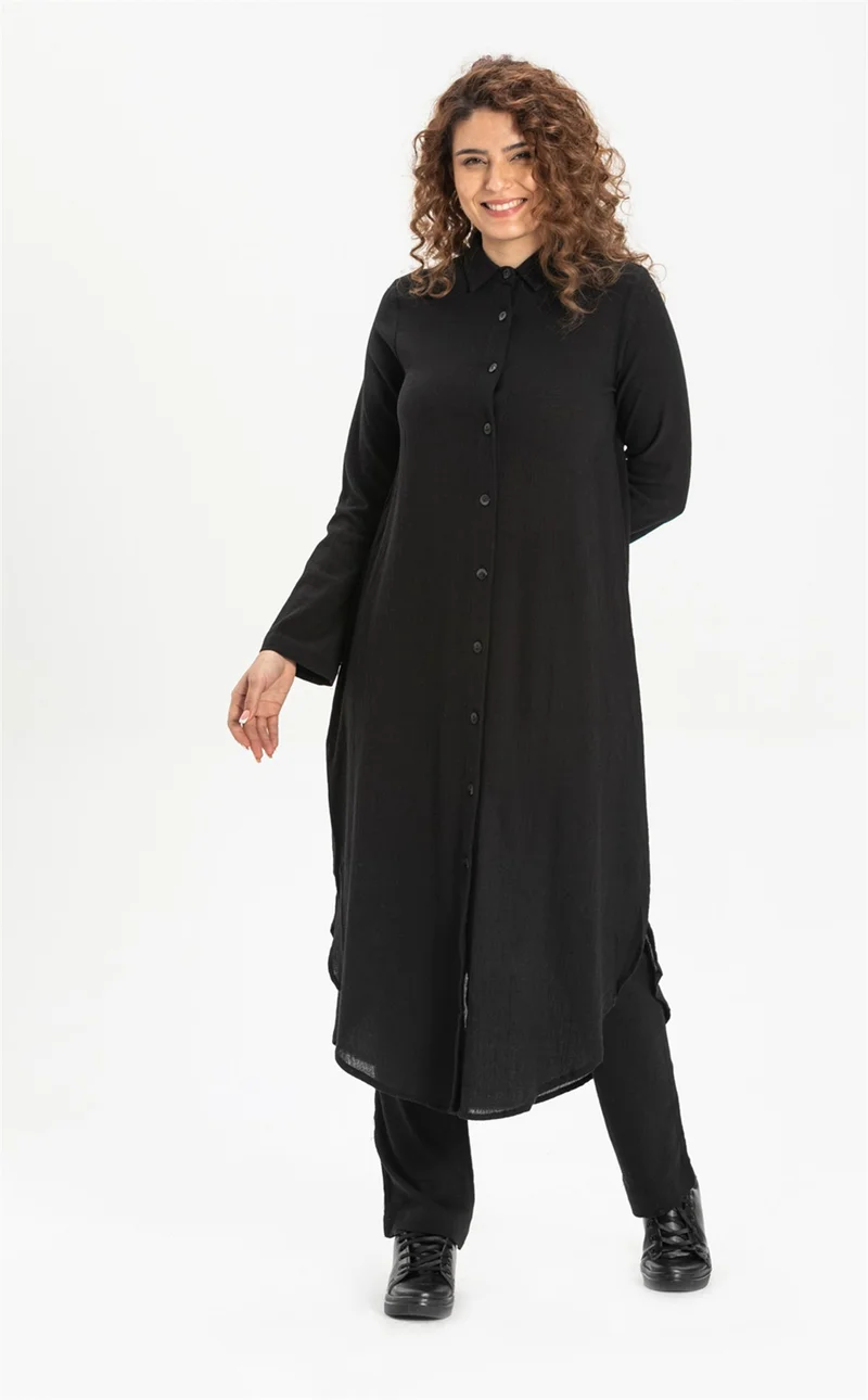 Eliş Şile Bezi Edanur Şile Cloth Tunic Black Syh