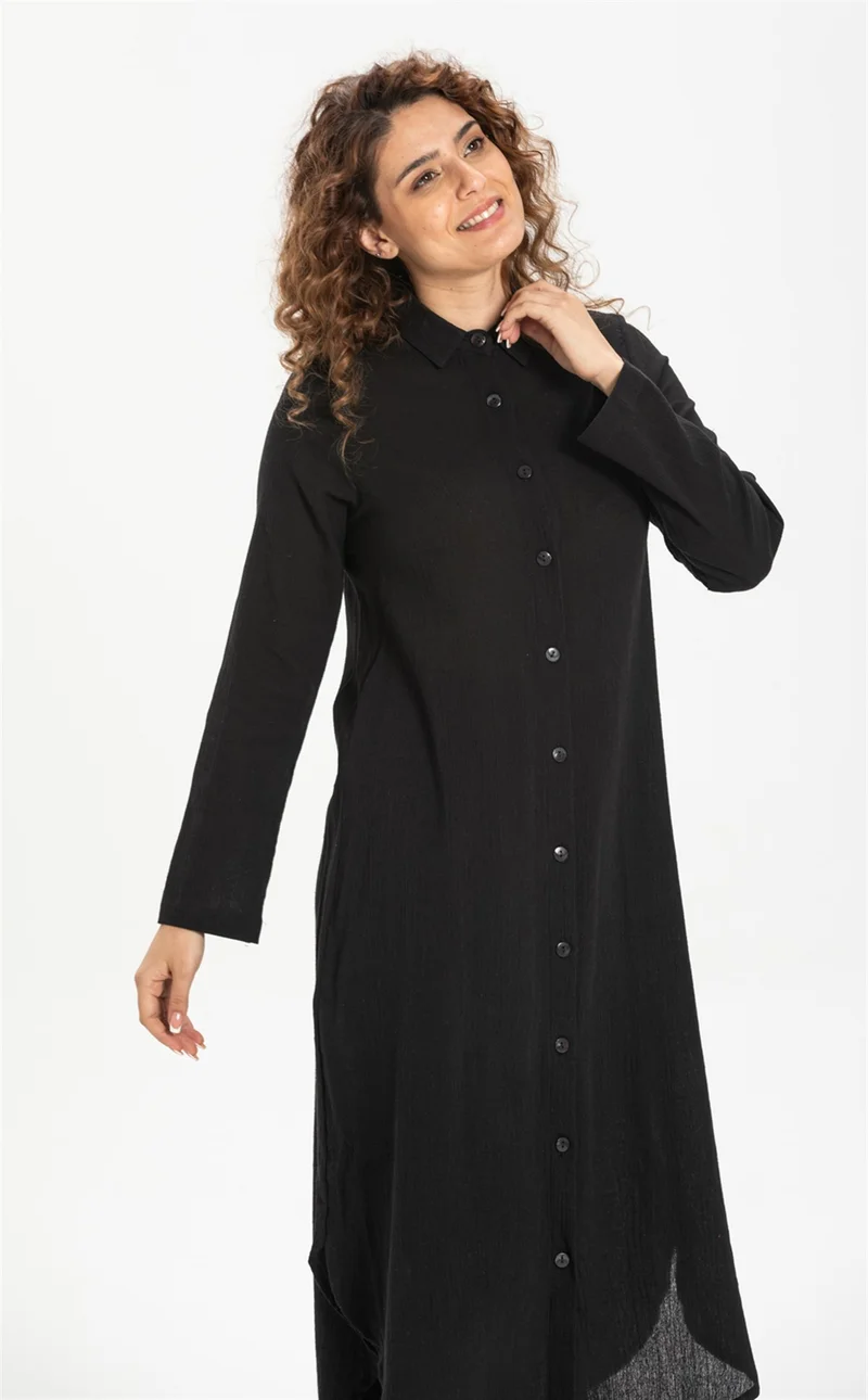 Eliş Şile Bezi Edanur Şile Cloth Tunic Black Syh