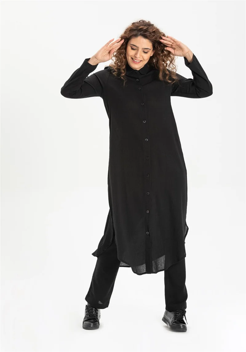 Eliş Şile Bezi Edanur Şile Cloth Tunic Black Syh