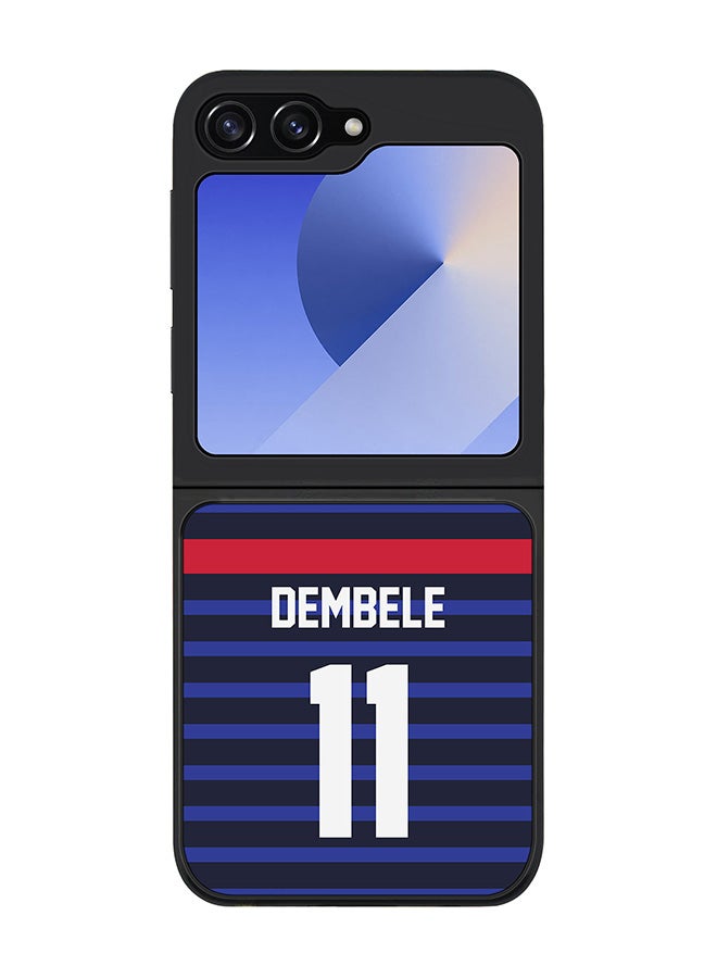 Stylizedd Rugged Black edge case for Samsung Galaxy Z Flip6, Slim fit Case Flexible Anti Drop TPU Gel Thin Cover - Football Team - France, Player Name - Dembele - Image 1