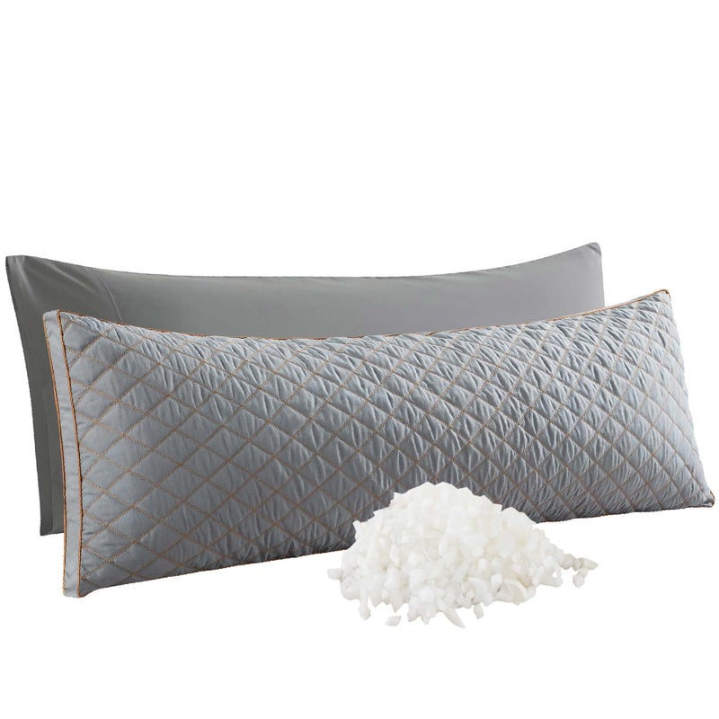 WhatsBedding وسادة واتس بيدينج للجسم من إسفنج الذاكرة للبالغين، وسادة طويلة للنوم، وسادة لكامل الجسم للسرير - رمادي داكن، 20 × 54 بوصة - Image 1