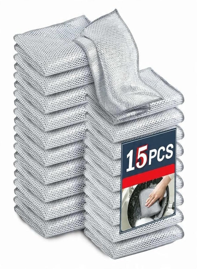 WILDMAKER ليفة تنظيف الأطباق المصنوعة من الفولاذ المقاوم للصدأ من Wildmaker® Swift-Scrub، غير قابلة للخدش، لتنظيف مستدام للأواني والأطباق والأسطح والأحواض، وللتنظيف الرطب والجاف، ليفة متعددة الأغراض لغسل الأطباق (15) - Image 1