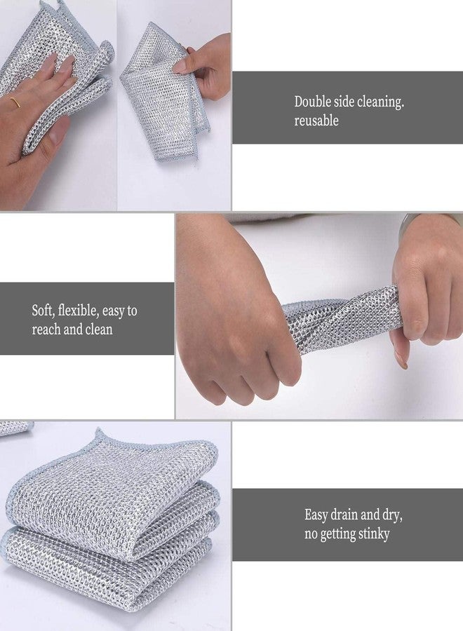 WILDMAKER ليفة تنظيف الأطباق المصنوعة من الفولاذ المقاوم للصدأ من Wildmaker® Swift-Scrub، غير قابلة للخدش، لتنظيف مستدام للأواني والأطباق والأسطح والأحواض، وللتنظيف الرطب والجاف، ليفة متعددة الأغراض لغسل الأطباق (15) - Image 4