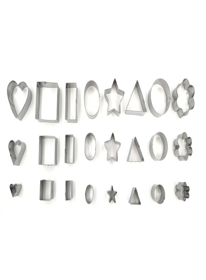 JOKUMO Mini Multi Shape Fondant Cutters Set - 24 Pc Set 430 Stainless Steel - Great for Fondant and Crafting Clay- Stars, Hearts, Flowers, 5 type of Geometric Shape - Image 2