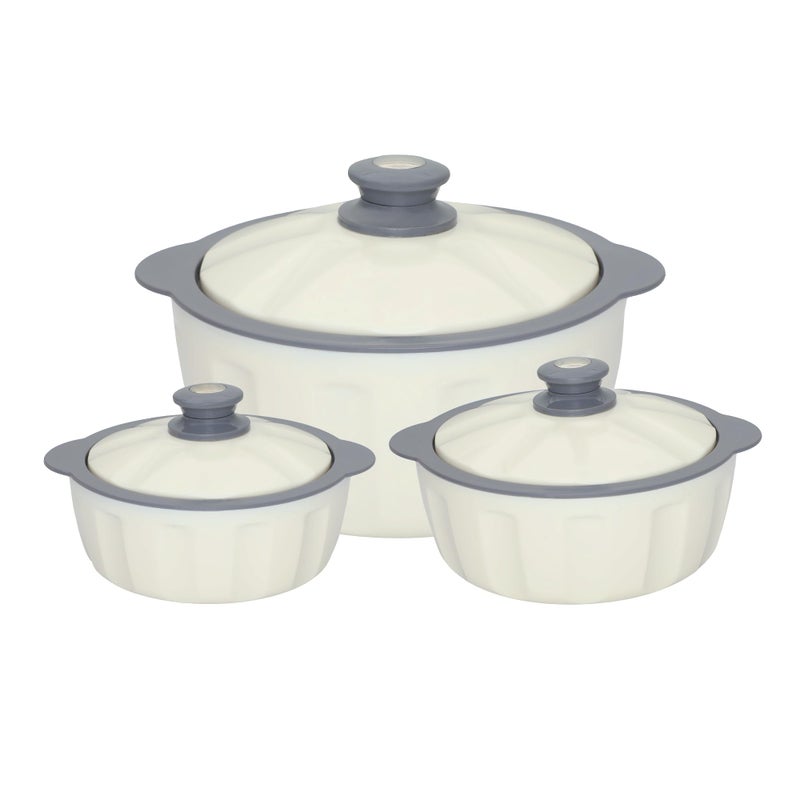 JAYPEE HOTFEAST Inner Stainless Steel Casserole Set of 3 with Lockable Lid,(800+1200+1500 ml), BPA Free |Food Grade Serving Set | Ideal for Warm & Fresh Food & Chapatti,White - Image 5