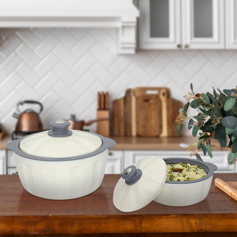 JAYPEE HOTFEAST Inner Stainless Steel Casserole Set of 3 with Lockable Lid,(800+1200+1500 ml), BPA Free |Food Grade Serving Set | Ideal for Warm & Fresh Food & Chapatti,White - Image 4