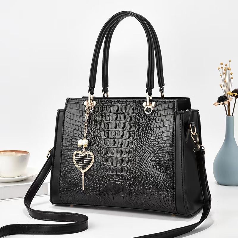 Crocodile Pattern Stitching Large Capacity One-Shoulder Crossbody Textured Western Style Internet Celebrity Women'S Shaped Big Bag - Image 5