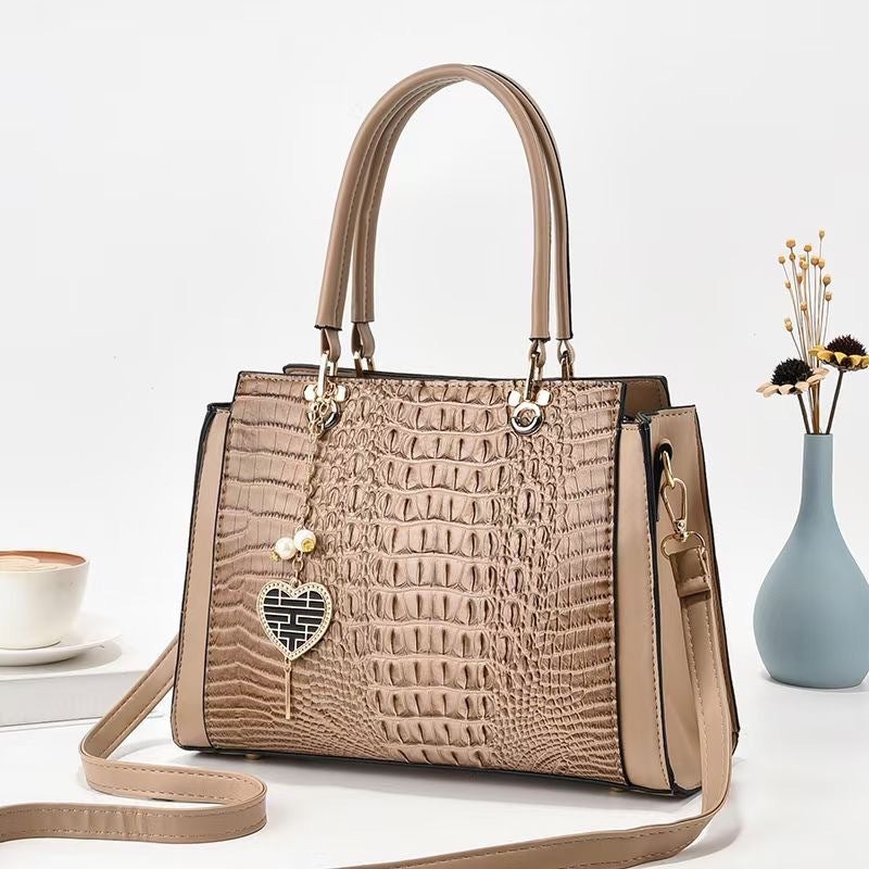 Crocodile Pattern Stitching Large Capacity One-Shoulder Crossbody Textured Western Style Internet Celebrity Women'S Shaped Big Bag - Image 2