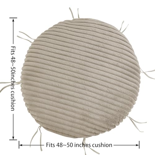 HOMBYS Fluffy Shaggy Cover for Papasan Chair Cushion, Plush Faux Fur Slipcover ONLY, (Without Cushion) Removable Soft Papasan Cushion Covers with 8 Ties, (Khaki, 55"x55") - Image 2