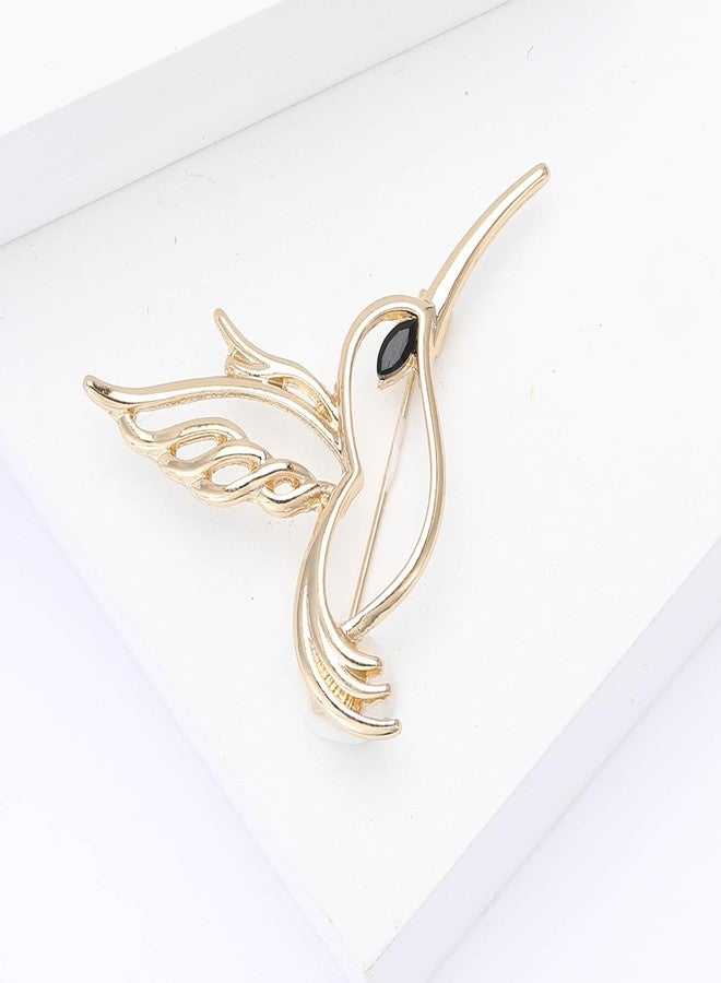 WAKYME Fashionable Rhinestone Hollow Hummingbird Brooch for Women Animal Pin Dress Suit Pin Accessories Party Banquet Gift - Image 4