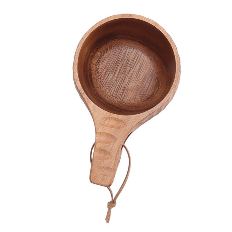Wooden Mug: Hand Carved, Comfortable Handle, Unique Wood Grain - Portable Drinking Cup for Camping, Hiking, Daily Home Use - Image 1