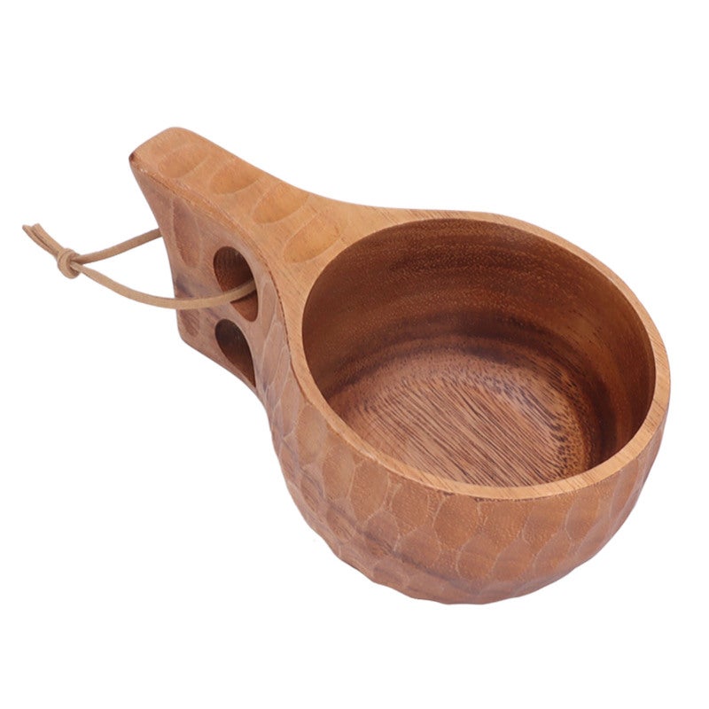 Wooden Mug: Hand Carved, Comfortable Handle, Unique Wood Grain - Portable Drinking Cup for Camping, Hiking, Daily Home Use - Image 4