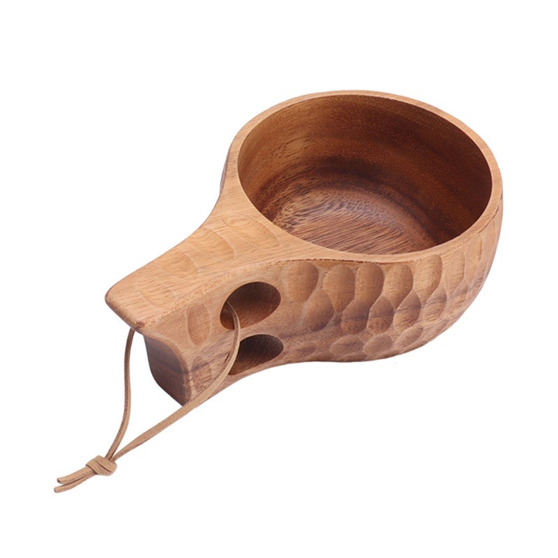 Wooden Mug: Hand Carved, Comfortable Handle, Unique Wood Grain - Portable Drinking Cup for Camping, Hiking, Daily Home Use - Image 2