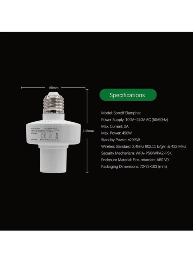 NIBEMINENT ABS Slampher RF Wifi Smart Light Bulb Holder White 10.3x7.2cm  - Image 4
