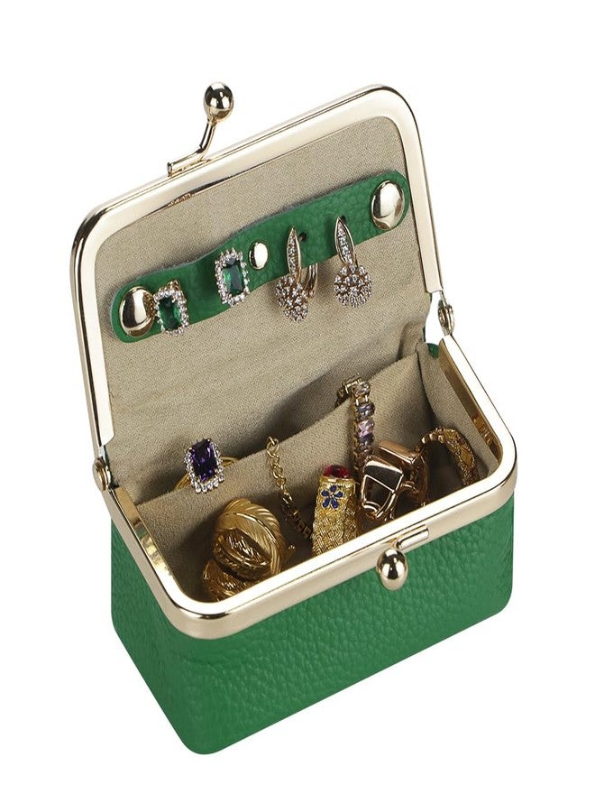 Royal Bagger Genuine Cow Leather Jewelry Box, Mini Case for Rings, Necklaces & Earrings, Kiss Lock Coin Purse for Women 3203 (Milk Tea) - Image 5