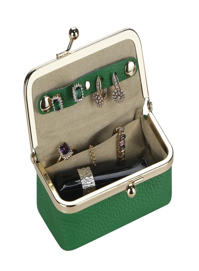 Royal Bagger Genuine Cow Leather Jewelry Box, Mini Case for Rings, Necklaces & Earrings, Kiss Lock Coin Purse for Women 3203 (Milk Tea) - Image 4