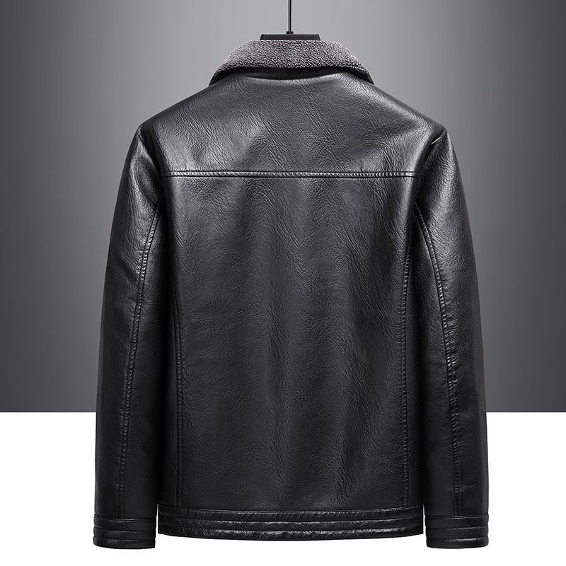 Of Foreign Orders, New Autumn Men'S Jackets, Leather Jackets, Loose Velvet-Lined Leather Jackets - Image 5