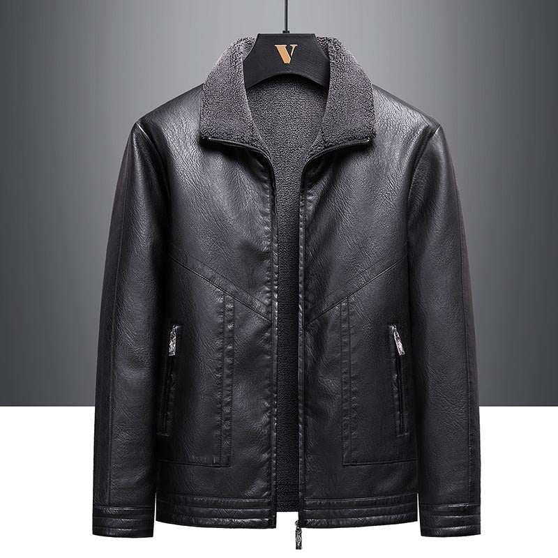 Of Foreign Orders, New Autumn Men'S Jackets, Leather Jackets, Loose Velvet-Lined Leather Jackets - Image 4