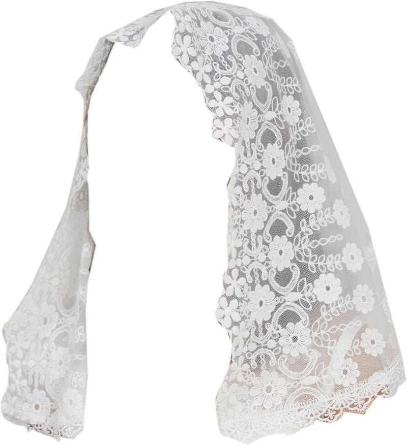 Leimandy Flowergirl Veils First Communion Veil Lace Floral Edge Veil Headwrap for Grils F5 - Image 1