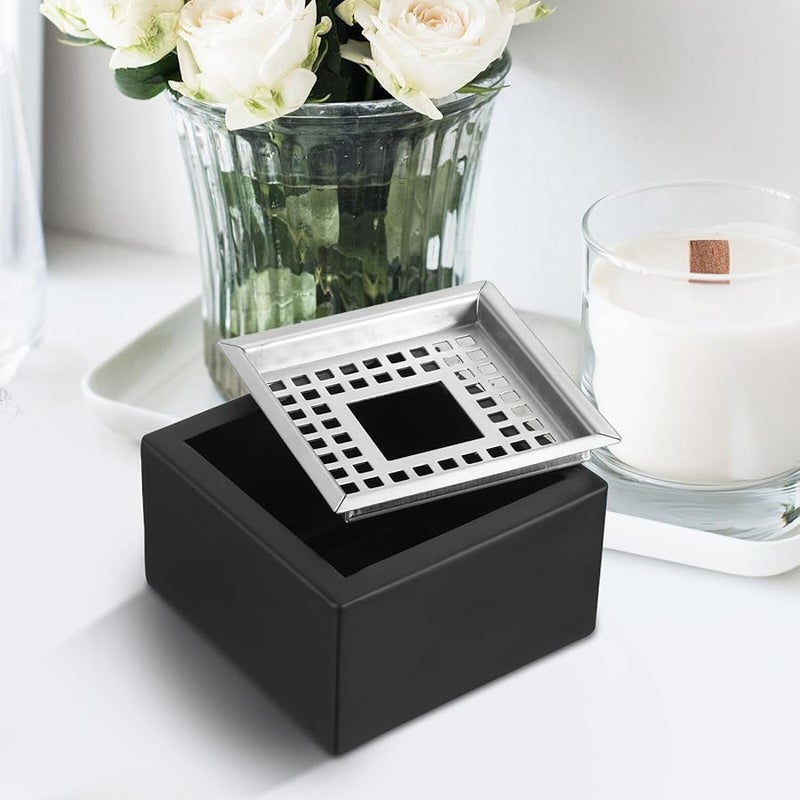 صينية سجائر كبيرة السعة مربعة الشكل من الفولاذ المقاوم للصدأ مقاومة للرياح مع غطاء شبكي مانع للدخان - Image 5