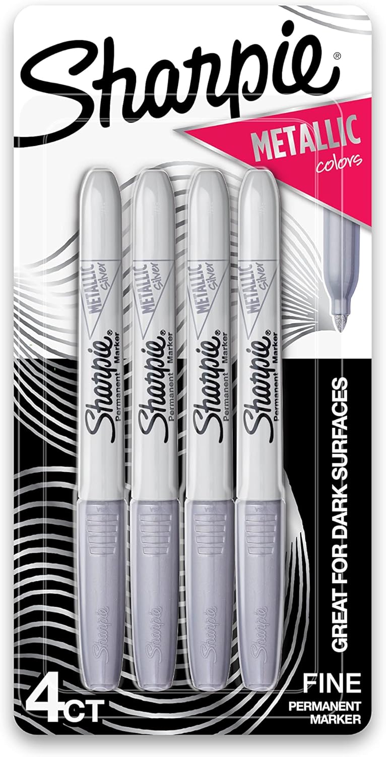 Sharpie SHARPIE 39109PP Metallic Permanent Markers Fine Point Silver 4 Count  - Image 1