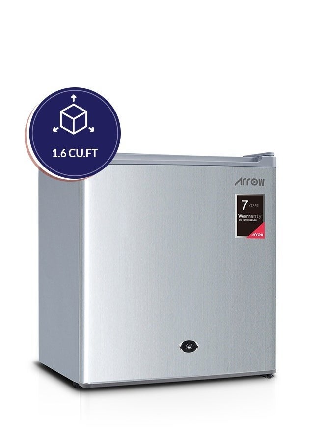 Arrow 46LTR Mini Refrigerator DEFROST, 1.6 CU.FT| Energy Saving | 7 years Compressor warranty | Silver color | Model Name: RO1-69LS  - Image 4