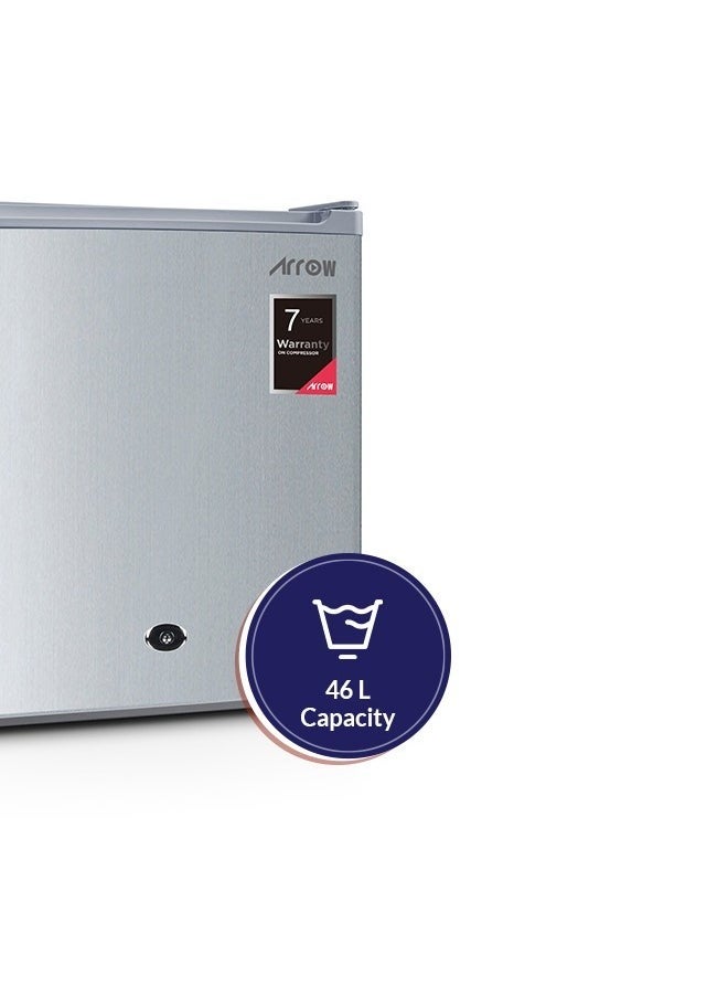 Arrow 46LTR Mini Refrigerator DEFROST, 1.6 CU.FT| Energy Saving | 7 years Compressor warranty | Silver color | Model Name: RO1-69LS  - Image 3