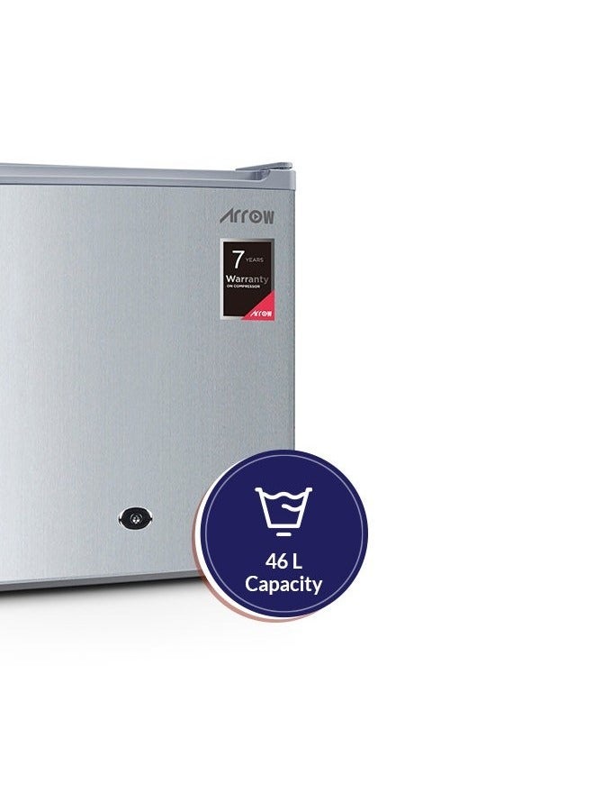 46LTR Mini Refrigerator DEFROST, 1.6 CU.FT| Energy Saving | 7 years Compressor warranty | Silver color | Model Name: RO1-69LS