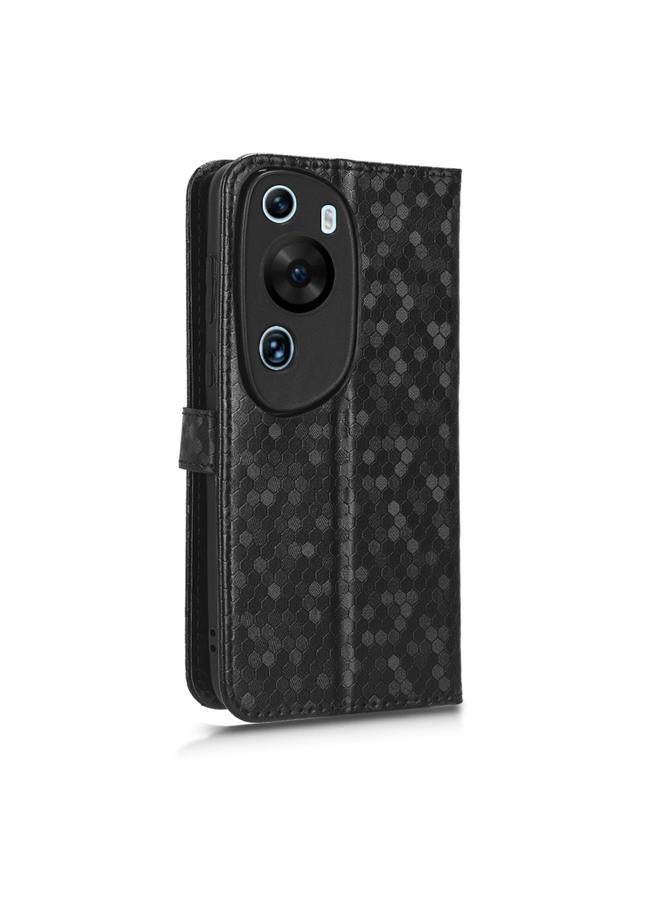 زبون جراب هاتف Huawei P60 من الجلد بتصميم نقاط قرص العسل الفنية - Image 3