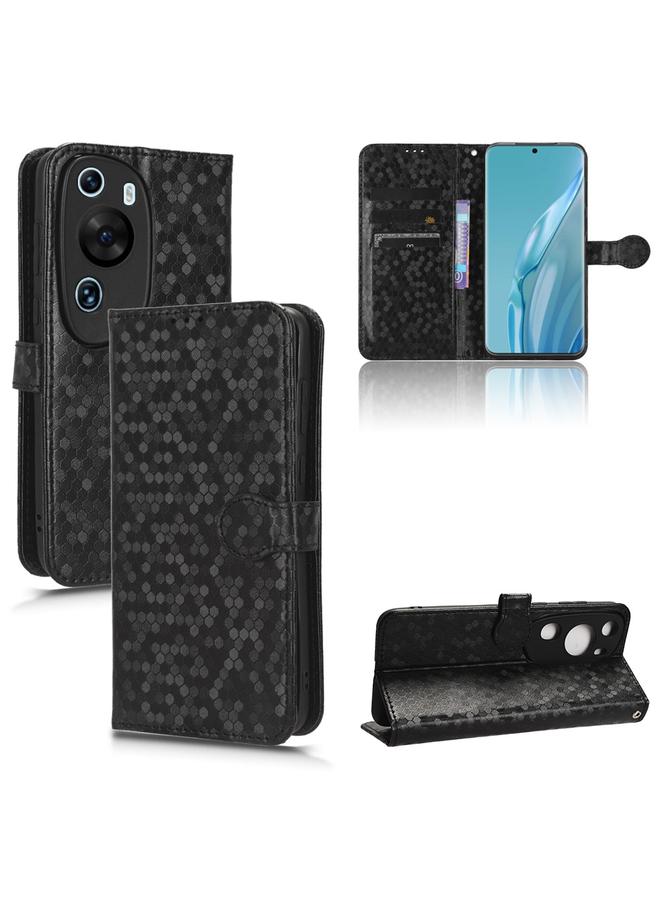 زبون جراب هاتف Huawei P60 من الجلد بتصميم نقاط قرص العسل الفنية - Image 1