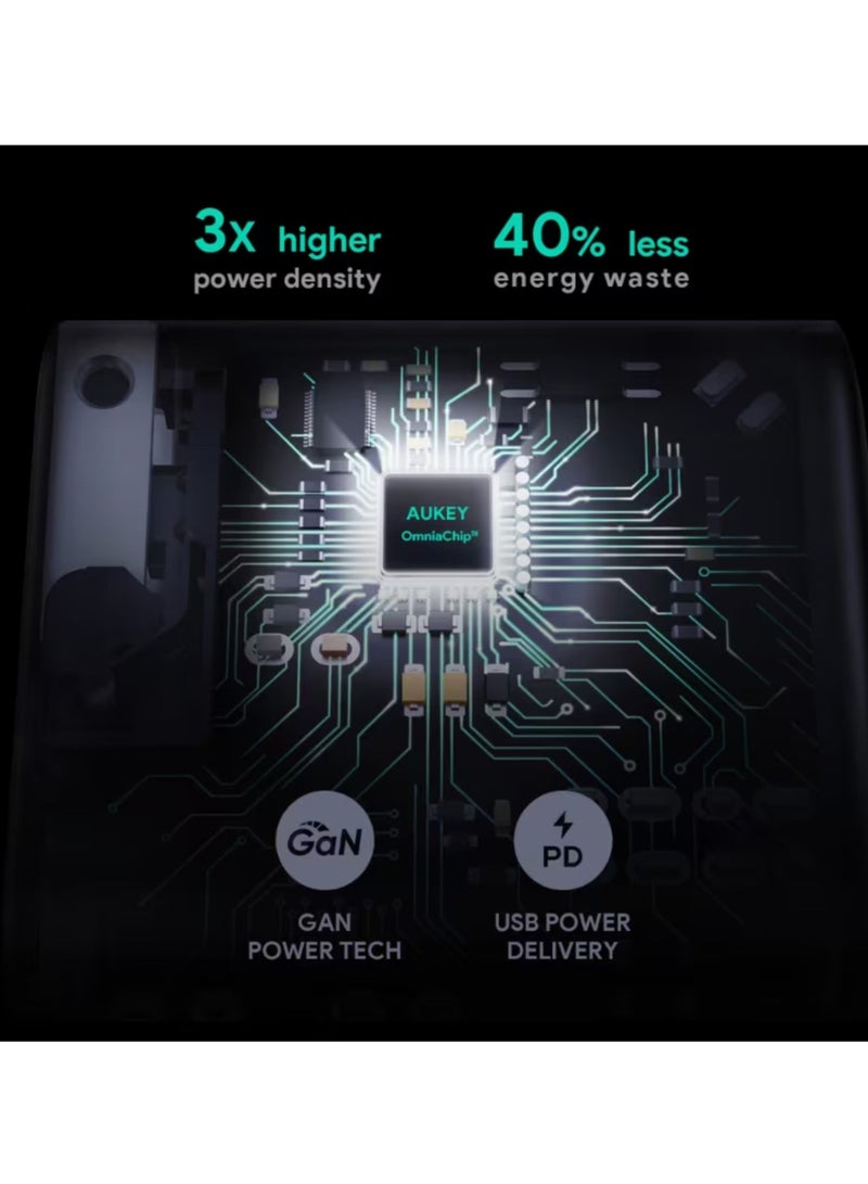 أوكي شاحن حائط Omnia PA-B2 USB C 61W GaN - شحن سريع PD 3.0 مع كشف ديناميكي - صغير الحجم ومحمول - آمن وموثوق - Image 3