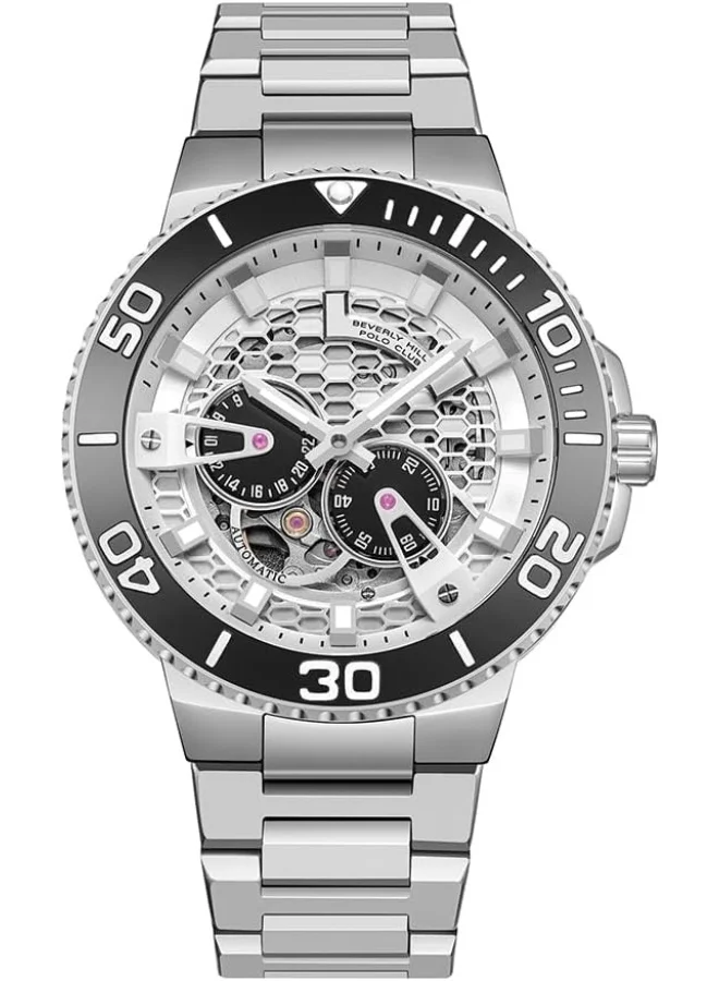 بيفرلي هيلز بولو كلوب BEVERLY HILLS POLO CLUB BP3702X.330 Men Automatic Multifunction Display Watch & Metal Strap Silver