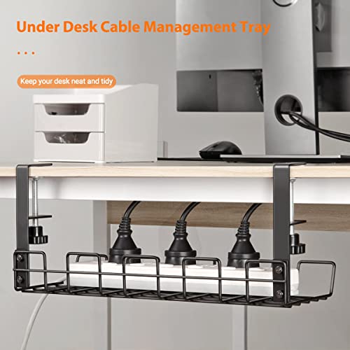 WILLIZTER Under Desk Cable Management Tray Organizer for Cord Wire Desk Table Rack No Drill Installation for Home Office Workstation PC Computer Desktop Laptop - Image 2