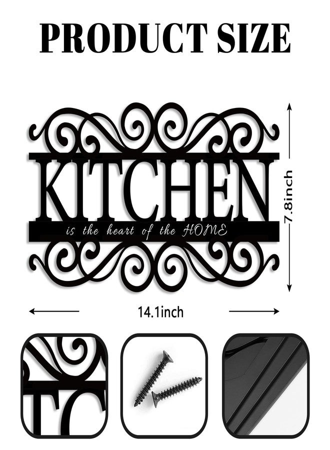 Pigort Metal Kitchen Sign – Elegant Black Kitchen Decoration for Home, Farmhouse Kitchen Wall Art – 14.1 x 7.8 Inch Vintage Style Design - Image 2