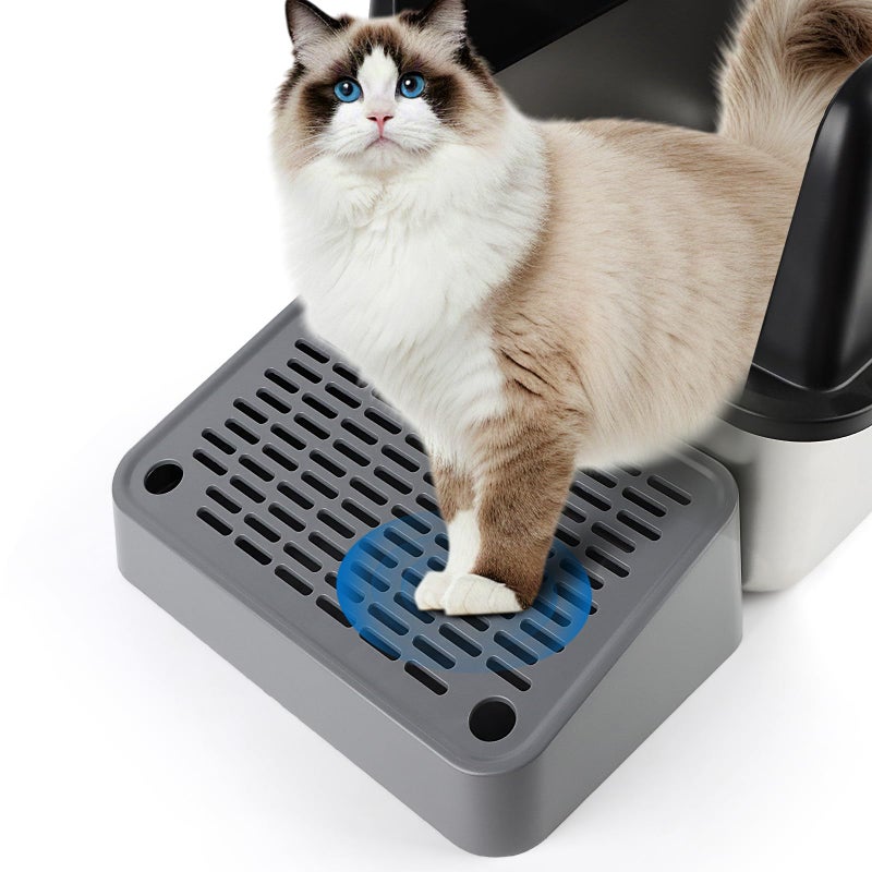 Bartuke Litter Box Step, Cat Step/Ramp/Catcher with Filter Function, Easy to Clean, Ideal for Kitten & Elderly Cats (Dark Grey) - Image 1