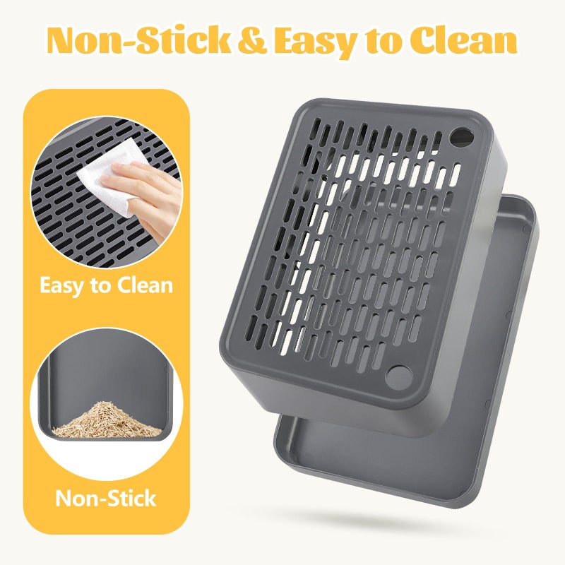 Bartuke Litter Box Step, Cat Step/Ramp/Catcher with Filter Function, Easy to Clean, Ideal for Kitten & Elderly Cats (Dark Grey) - Image 4