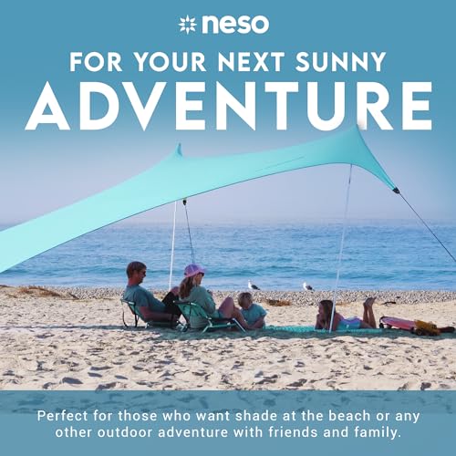 Neso Gigante Portable Beach Tent Sun Shelter Lightweight Beach Shade Canopy Easy Setup for Family Outings Patented Reinforced Corners UPF 50 Sun Protection 8ft Tall 11 x 11ft Seafoam - Image 3