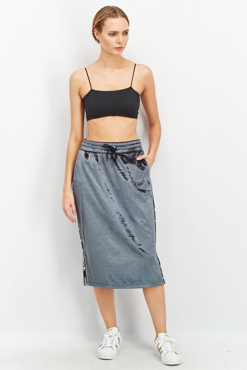 Champion Women Velvet Midi Skirt, Grey  - Image 2