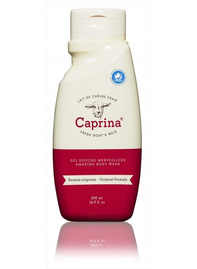 Caprina by Canus Amazing Body Wash With Fresh Canadian Goat Milk Gentle Soap Moisturizing Vitamin A, B2, B3 & More, Original, 16.9 Fl Oz - Image 1