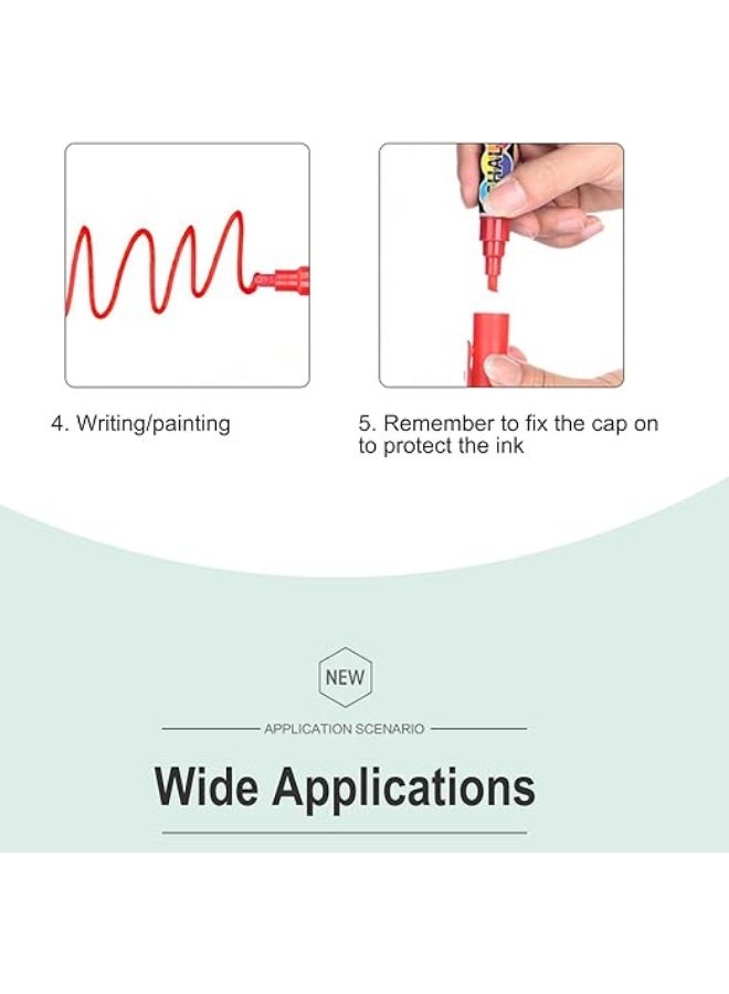 Liquid Chalk Marker Pens 8 Colored Chalk Pen with Reversible Chisel Tip for Chalkboard Blackboard Windows Glass Whiteboard Erasable - Image 5