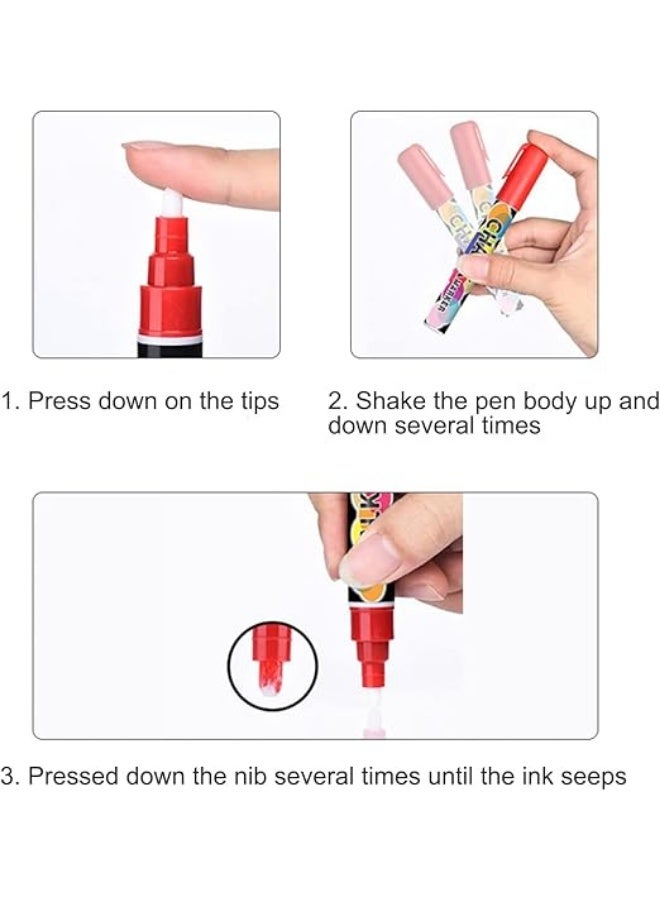Liquid Chalk Marker Pens 8 Colored Chalk Pen with Reversible Chisel Tip for Chalkboard Blackboard Windows Glass Whiteboard Erasable - Image 2