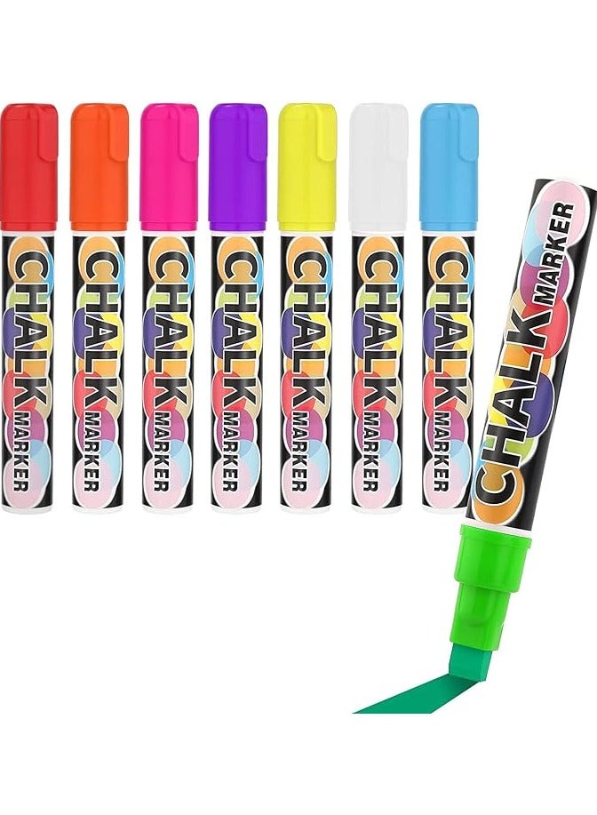 Liquid Chalk Marker Pens 8 Colored Chalk Pen with Reversible Chisel Tip for Chalkboard Blackboard Windows Glass Whiteboard Erasable - Image 1