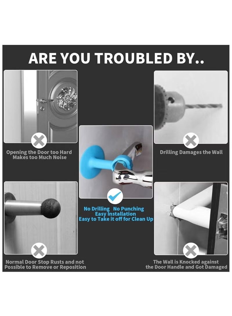 Beauenty Door Stopper for Wall Mounting, Door Handle Holder, Wall Shield Cushion Protector, Door Guard Bumper Silicone Noise Silencer for Slamming Door, Quiet Catch Sound Dampening Door Knob Stop pack of 6 - Image 2