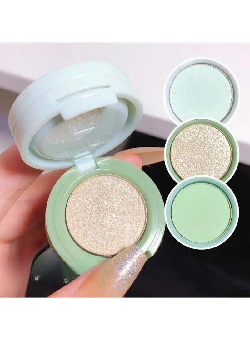 Huitich 3 in 1 Shimmer Bronzer and Pressed Powder Palette Green - Image 3